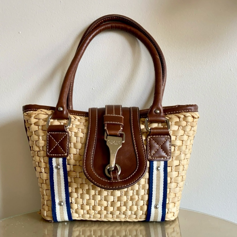 Chaps leather and wicker purse